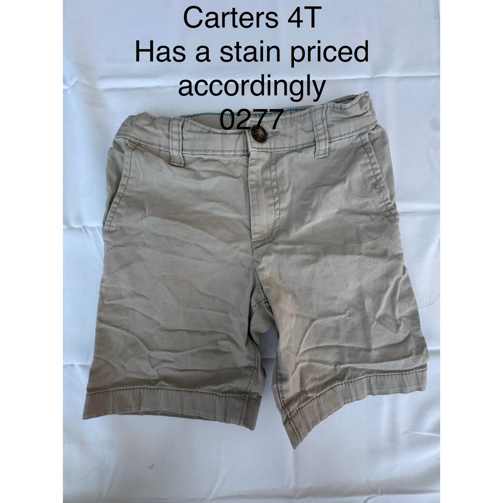 Carters Toddler Boys Khaki Chino Shorts Tan Flat Front Size 4T 0277